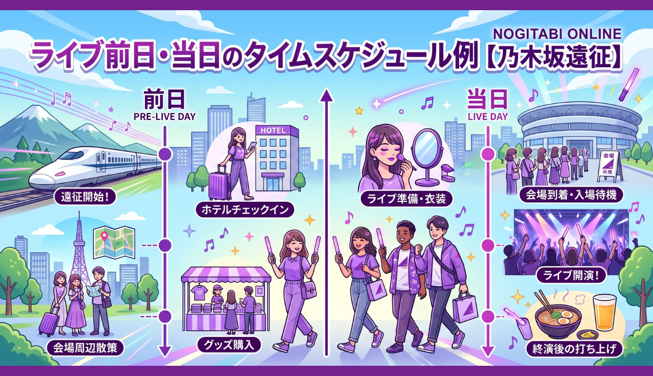 ライブ前日・当日のタイムスケジュール例【乃木坂遠征】