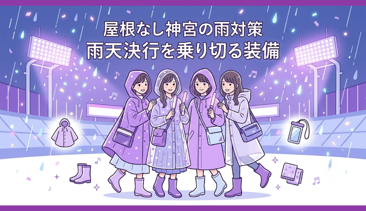 屋根なし神宮の雨対策 雨天決行を乗り切る装備