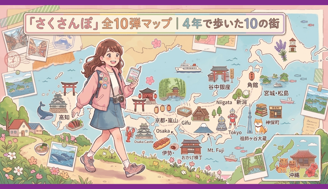「さくさんぽ」全10弾マップ｜4年で歩いた10の街